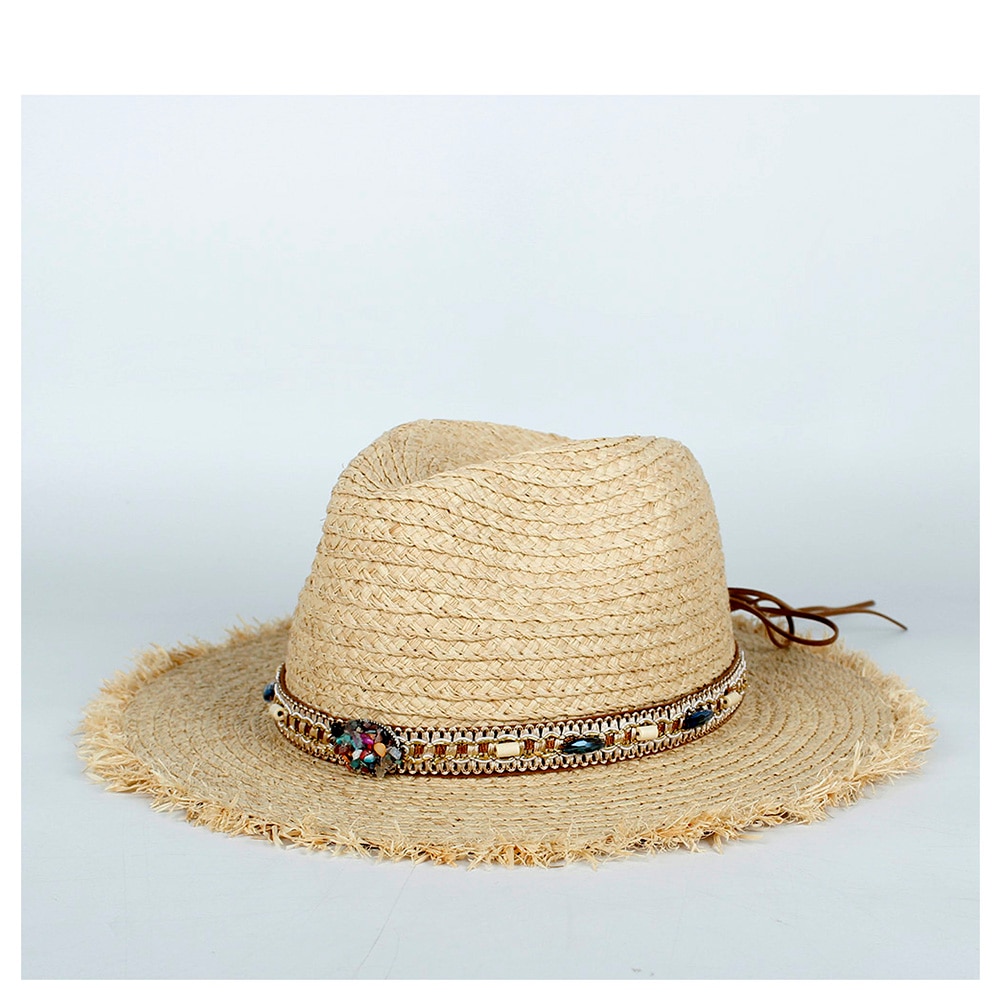 Japan raffia halm sommer kvinder rejser strand solhat dame bohemia bred skygge panama solhat solhat str. 56-58cm