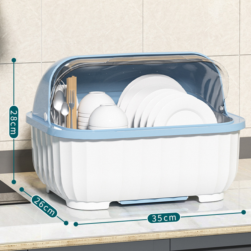 Armadietto per piatti da cucina Dishe Cestello di scarico per bacchette Multifunzionale antipolvere con coperchio Cestello portaoggetti per categoriezione stoviglie: Verde Bronzo