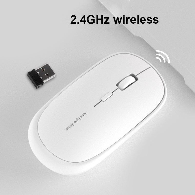 Oplaadbare bluetooth-muis, draadloze muis voor ipad, mac, windows, android, 1600 dpi, stille muis, draadloos, drie modi voor kantoor: Wit 2.4g draadloos