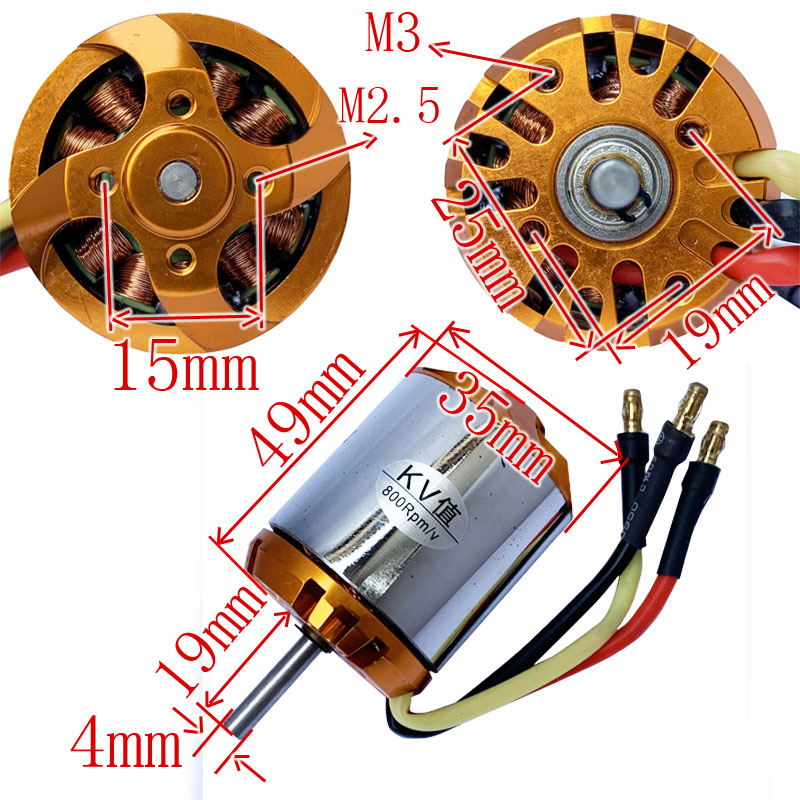 3548 KV800 Zwitserse Motor Borstelloze Outrunner Dc Motor Sterke Voeding Voor Radio Controle Rc Cessna 182 Vliegtuigen