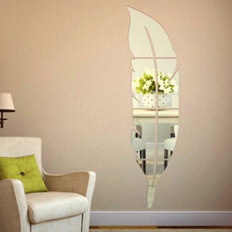 Autocollants de miroir en 3D 73*18CM | Stickers muraux amovibles en plume, Stickers décoratifs de salle de cuisine, Art Vinyl, pour la maison
