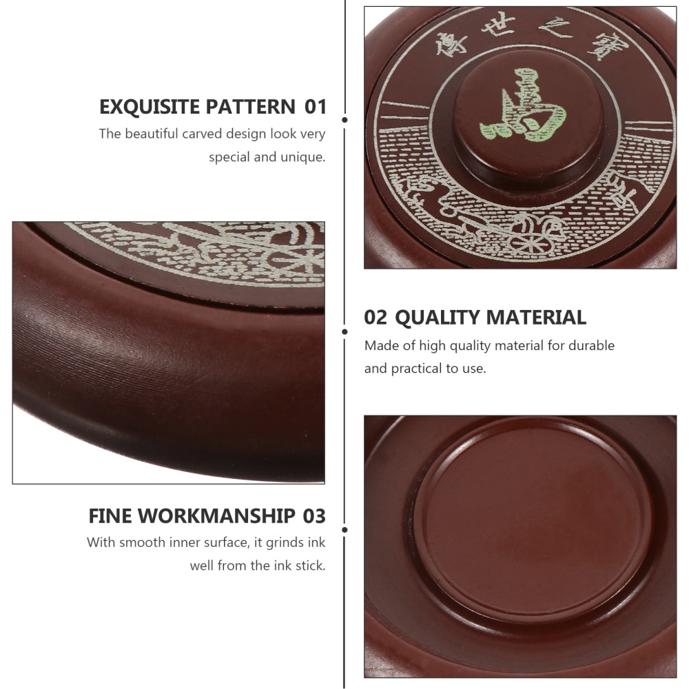 Simple Calligraphy Ink Stone Student Ink stone With cover Grinding Inkwell