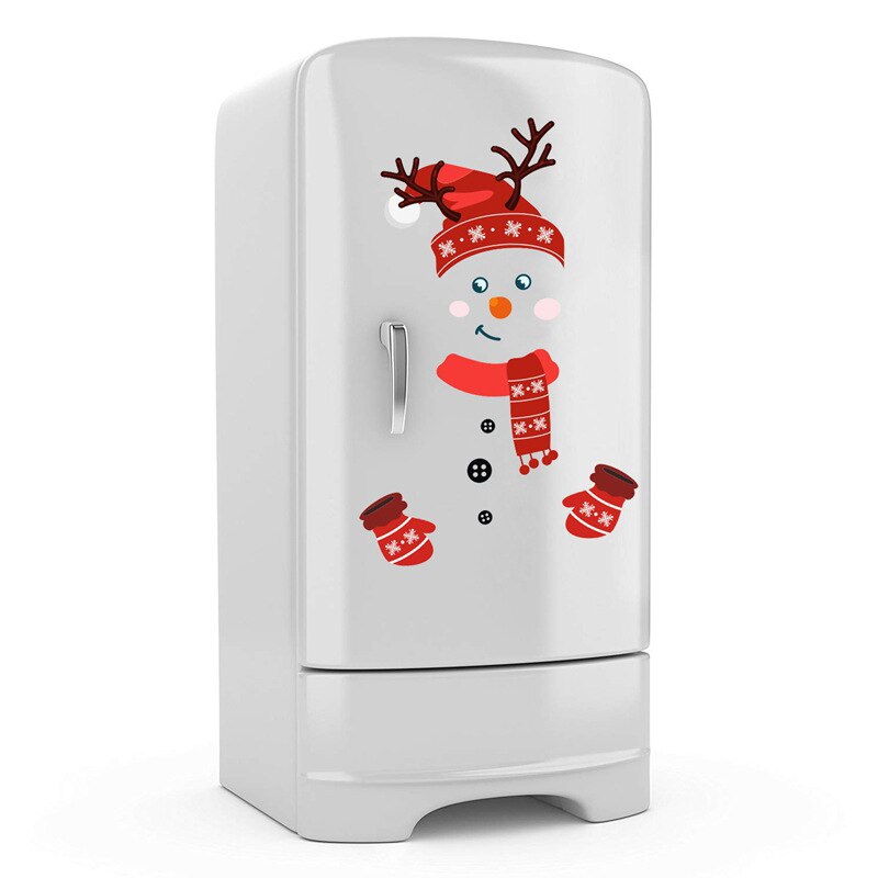 Waterproof Christmas Fridge Sticker DIY Cartoon Snowman Wall Sticker Cartoon Snowman PVC Wall Sticker For Kid Room
