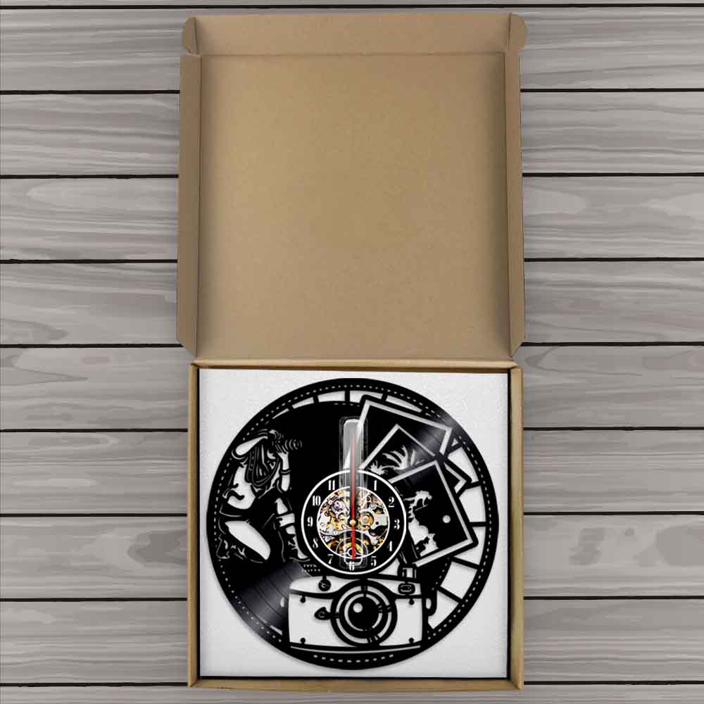 Photography Shutter Lens Film Camera Digital Retro Photo Shoot Art Wall Clock Vinyl Record Wall Clocks Home Decor