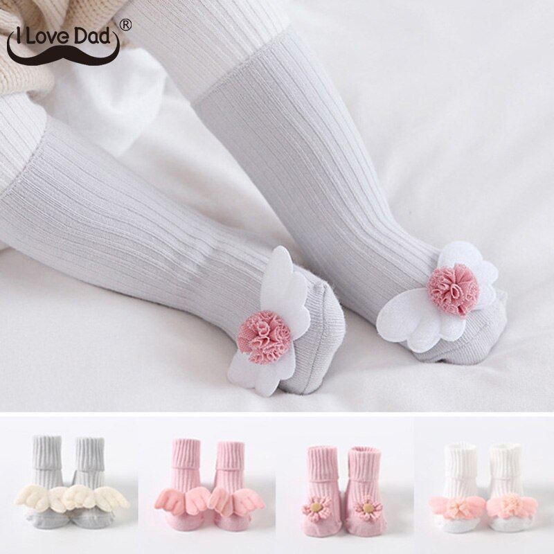 Calcetines de algodón suave para el invierno para bebés, alas angulares, antideslizantes, gruesos y cálidos