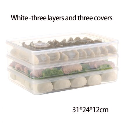 Store Single Layer Dumpling Boxes Storage Tray Food Container Box To Keep Frozen Dumpling Storage Plastic Boxes Cool: WHITE-3PCS