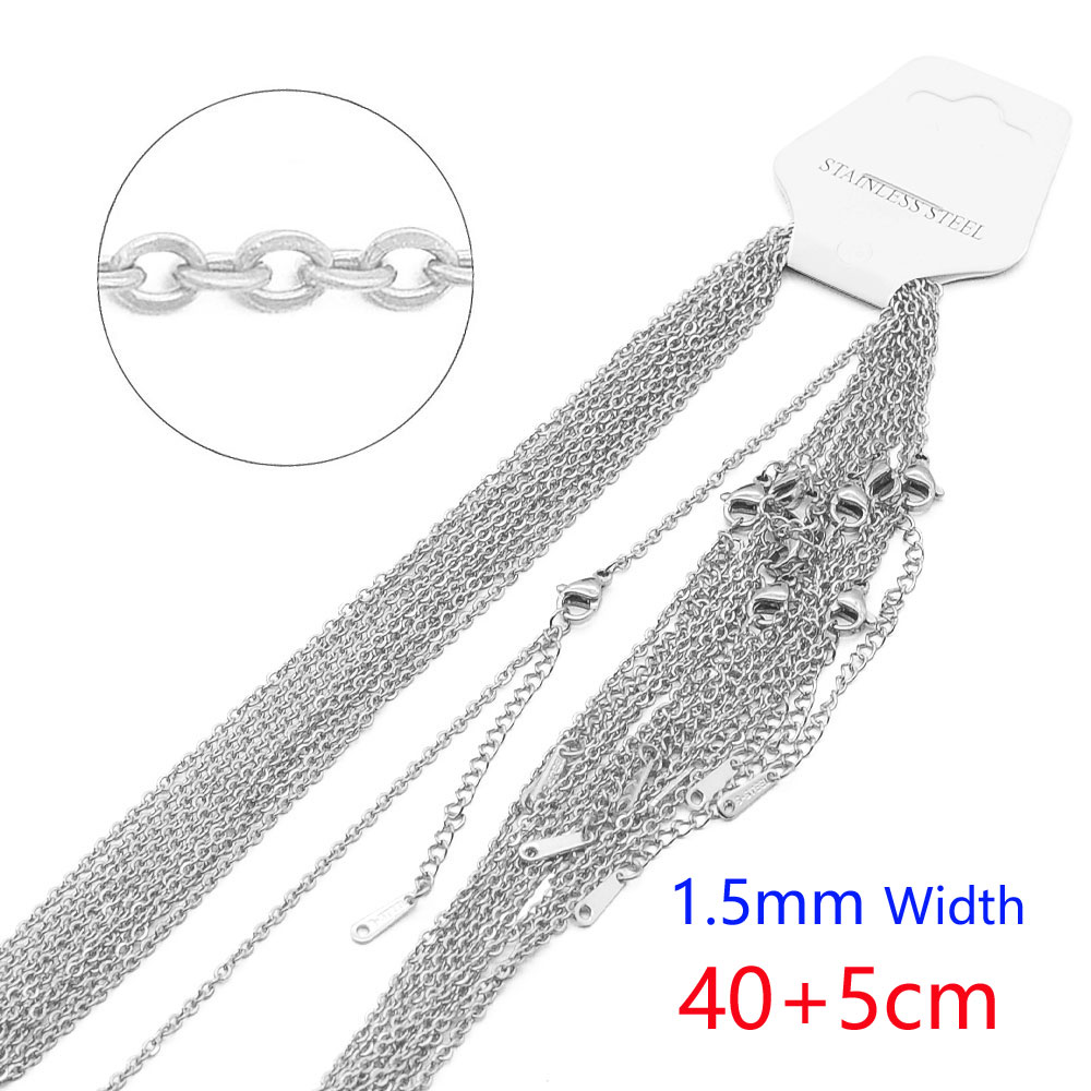 10pcs/Lot 304 Stainless Steel Cable Link Rope Chain Necklace for DIY Jewelry Making Silver Gold Color O Chains Choker Necklaces: Blue Zinc