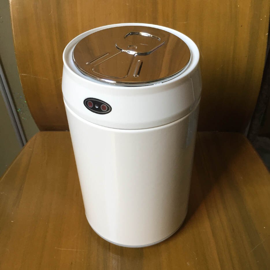 mini 2l sensor rustfritt stål søppelbøtte automatisk åpenn lukk søppelbøtte infrarød resirkuleringsbøtte med indre plastbøtte: Hvit