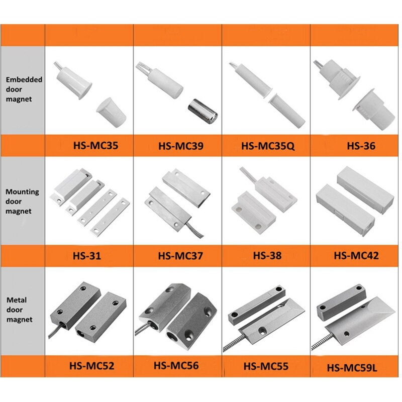 10 Pair Wooden Door Sensor Security Alarm System Wire Contact Sensor MC44B MC31 MC32 MC35 MC36 White ABS Window Door Sensor