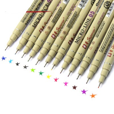 12 Uds. Bolígrafos de tinta de precisión, bolígrafo de punta fina Pigma micrón, delineador, Multiliner, ilustración de artista, dibujo, dibujo técnico: 12 PCS 0.5 lnk