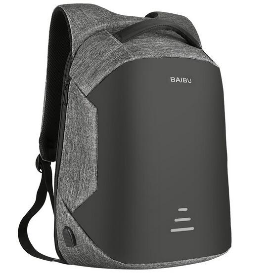 BAIBU men 15.6 Laptop Backpack Anti Theft Backpack Usb Charging Women School Notebook Bag Oxford Waterproof Travel Backpack: Gray