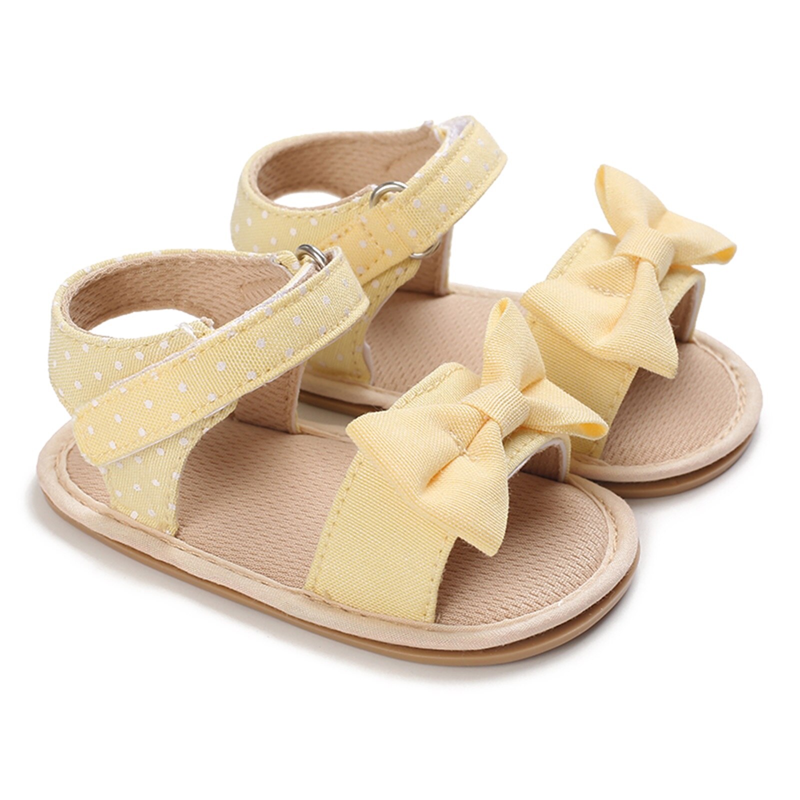 Pudcoco Neugeborenen Anti-Unterhose Sandalen Baby Mädchen Weiche Sohle Punkt drucken Bogen Erste Wanderschuhe 0-18Monate: A / 13-18 Monate