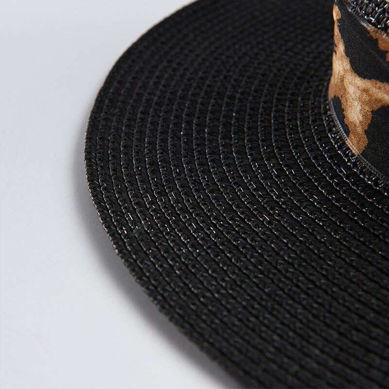 Unisex Papier Stro Hoed Brede Rand Schipper Hoeden Luipaard Lint Zonnehoed Voor Vrouwen Man Zomer Strand Hoed Kentucky Derby cap Panama Hoed