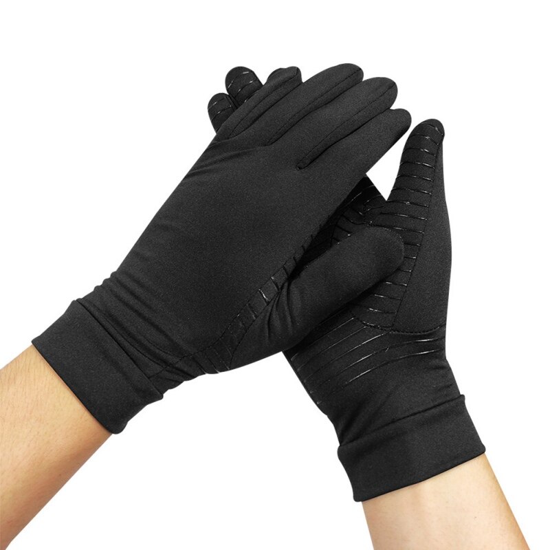 1 paar rutschfeste arthritis-kompressionshandschuhe, schwarze vollfingerhandschuhe, kupfer, zur linderung von arthritis