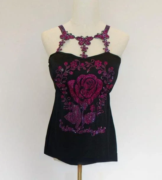 butterfly Women Camis Sexy Femme Padded Camisole Lady Rhainstones Gemstones Tanks Padded Tank Tops