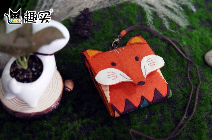 Nonwoven Felt Fabric Animal Zero Wallet Hand Made DIY Package Diy Craft Animal Park DIY Wallet.
