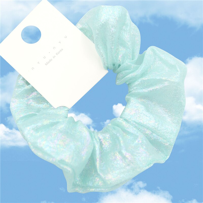 Glitter Mermaid Elastic Hair Rubber Bands Shiny Colorful Women Girls Hair Scrunchie Hair Ties Ring Rope Ponytail Holder Braiders: Mermaid Green