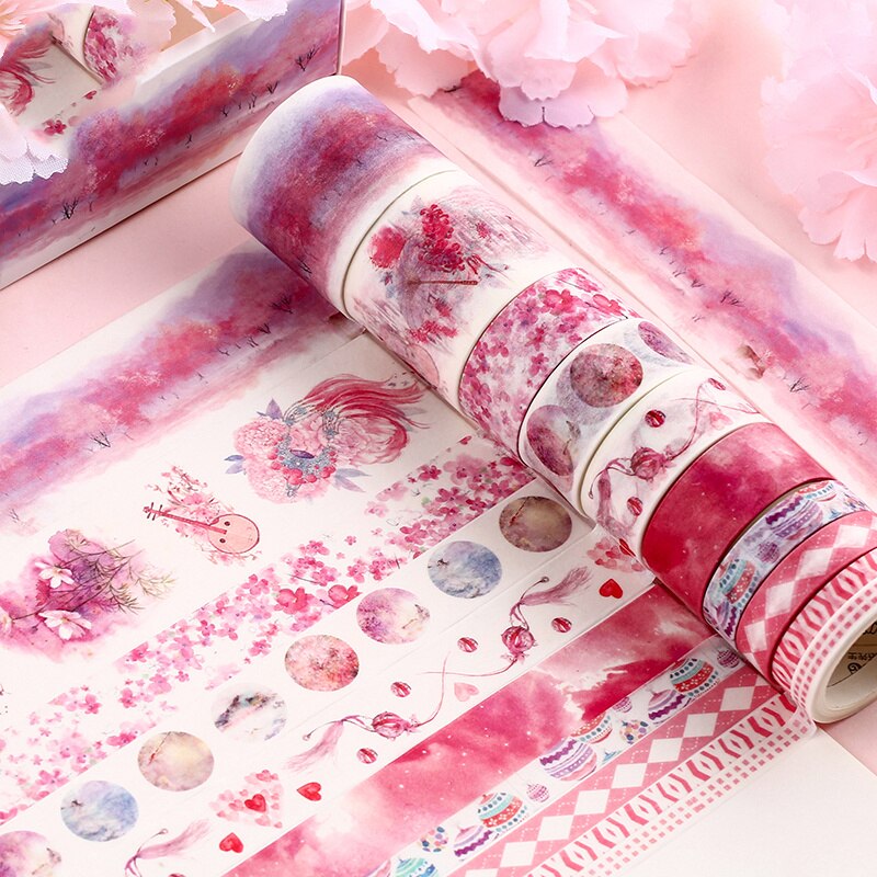8 st djur ritpapper washi tejp set söt valp val sjöjungfru sakura färg självhäftande maskeringstejp klistermärken album dagbok  f314