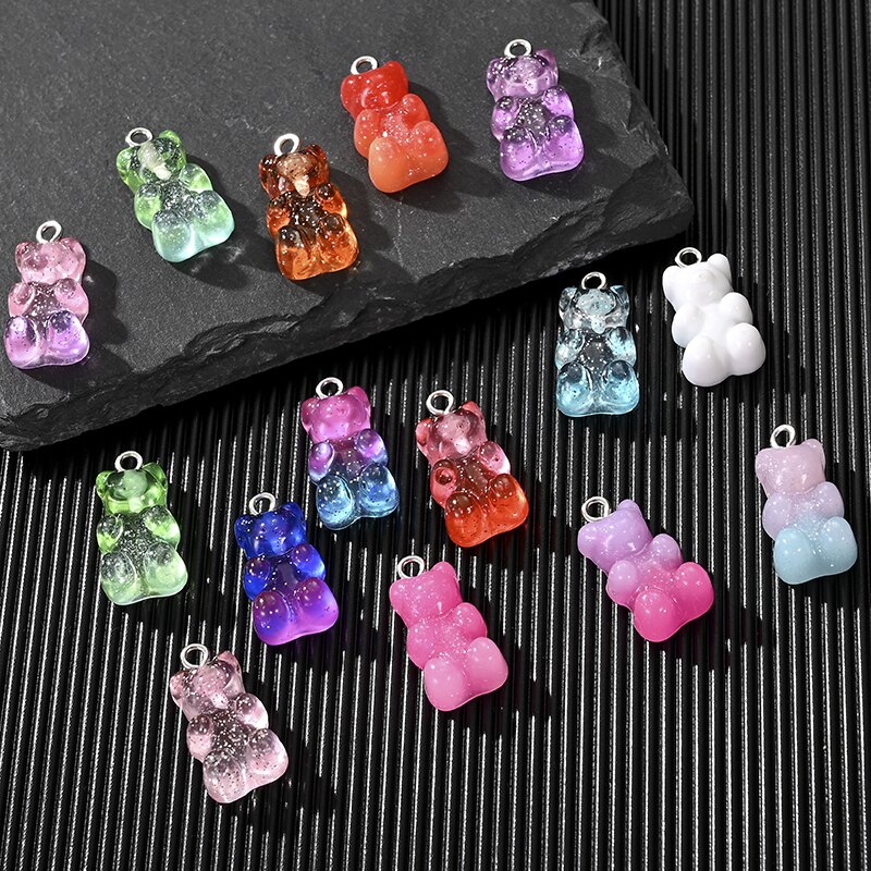 10 Stck Süssigkeit Bär Nette Harz Reize DIY Patch Erkenntnisse Gummy Ohrringe Keychain Halskette Anhänger Schmuck Dekor Zubehör