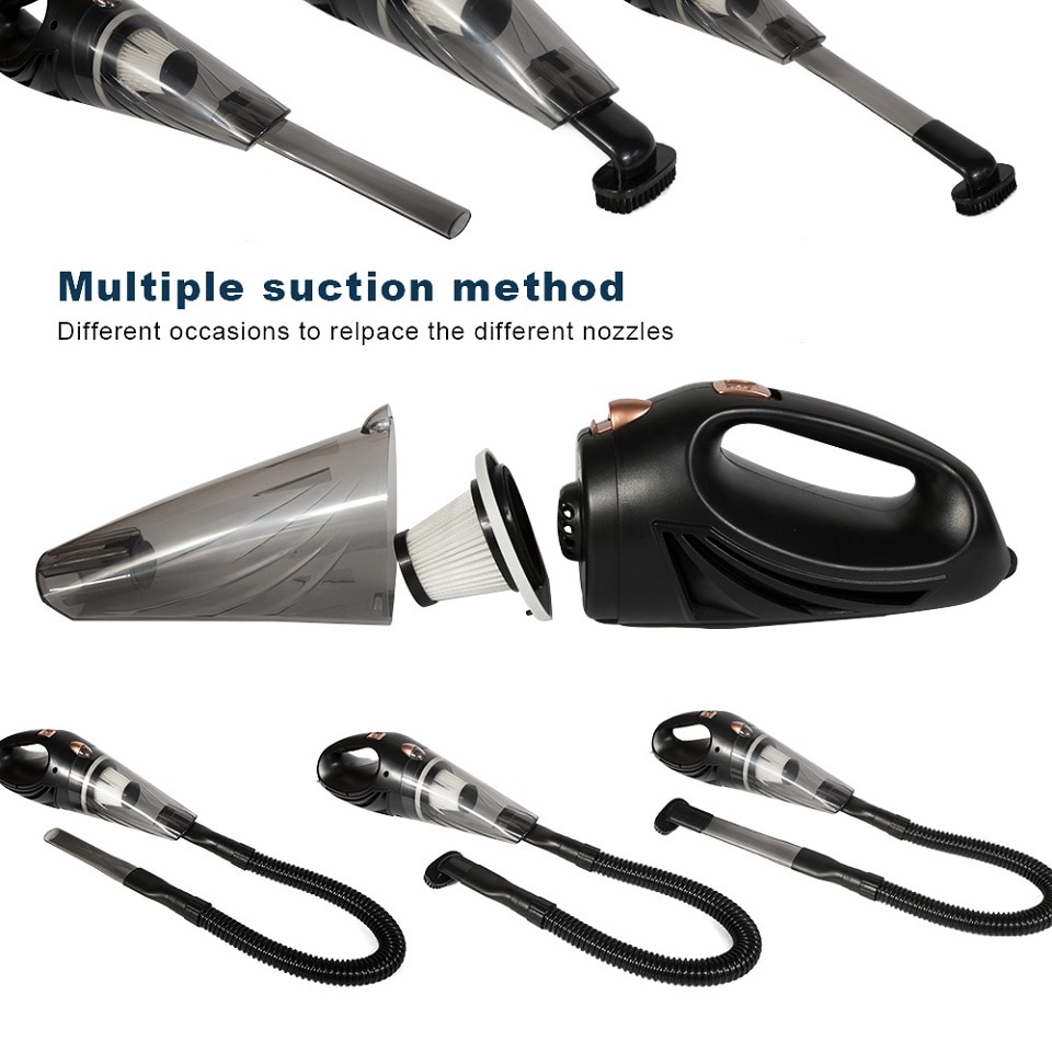 Nueva aspiradora de fuerte succión de 12V 120W, aspiradora de mano 4800Pa para coche, aspiradora de doble uso húmeda y seca para electrónica de coche, aspiradora de filtro de repuesto