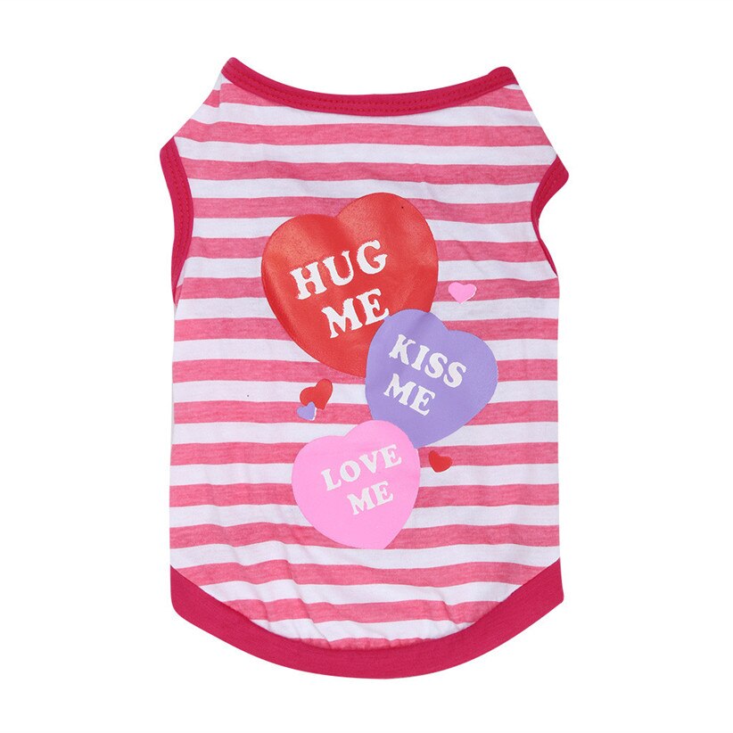 Transer HUG ME KISS ME LOVE ME Striped Dog Vest Cute Pet Dog Summer Shirts Outdoor Sports Casual Puppy Clothes 90611: Pink / XS