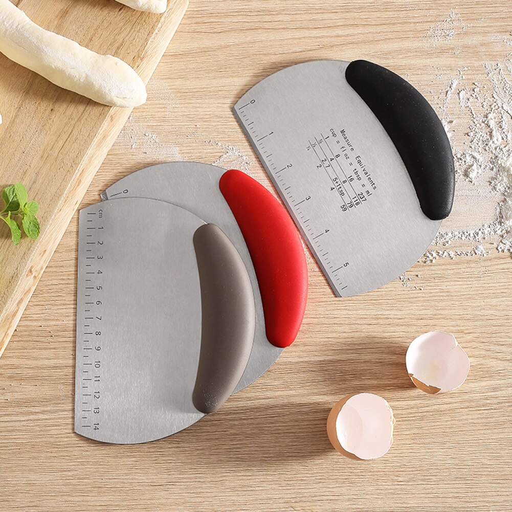 Stainless Steel Pizza Dough Grill Scraper Cutter Kitchen with Scale Baking Tool