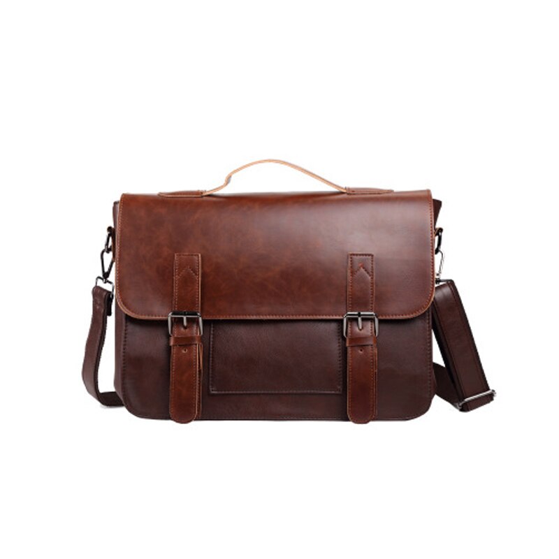 Bolsa para o homem de couro do plutônio negócios bolsa ipad pastas casual à prova dwaterproof água mensageiro bolsa ombro senhoras alta capacidade crossbody: Coffee