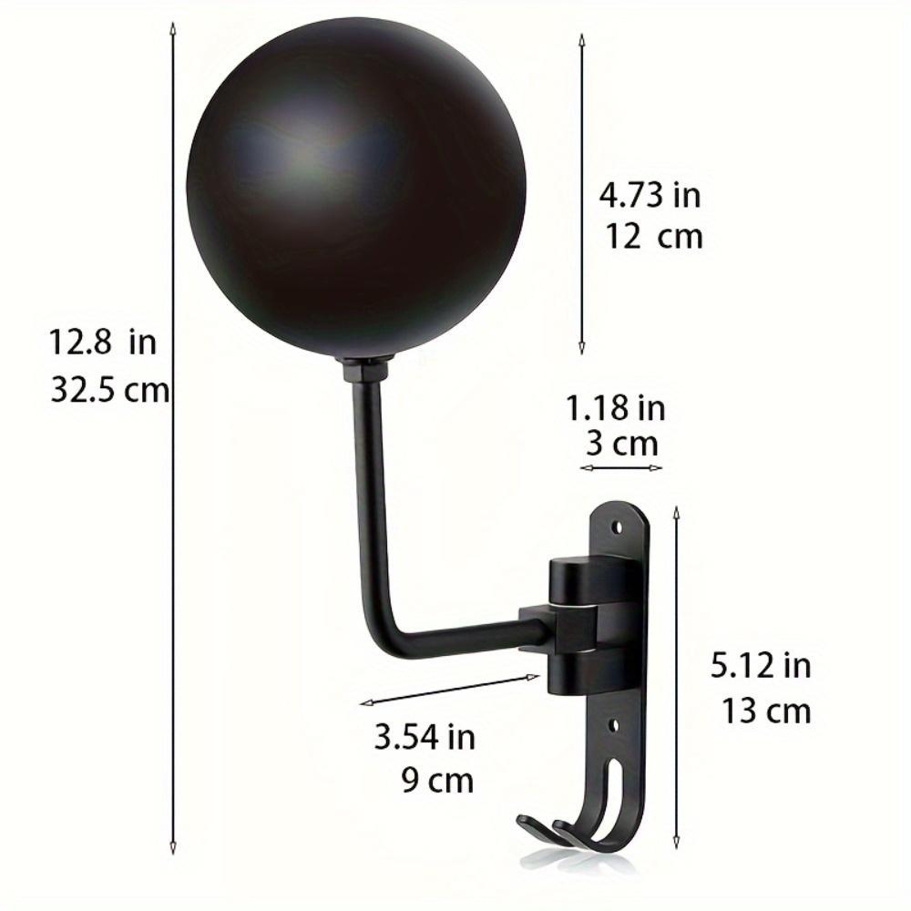 Helmrek - 180 ° Roterende metalen houder met haken, wand-/vloerstandaard zwart