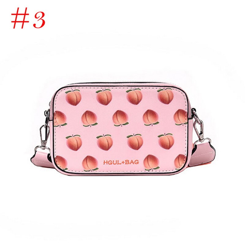 Adisputent kvinder håndtaske lille boks form skuldertaske jordbær vandmelon taske messenger bag crossbody taske: Fersken
