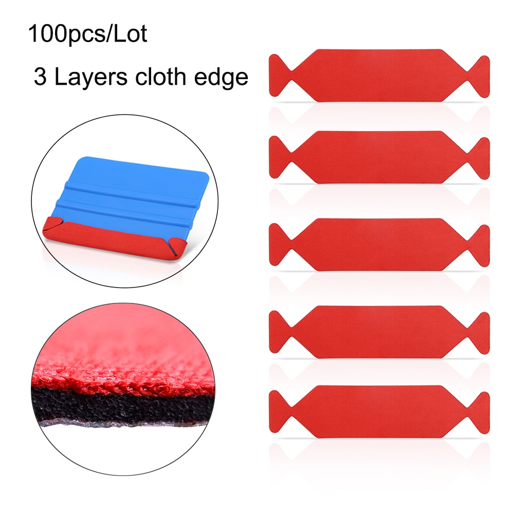 Foshio 50/100 stk 3 lag stof kant filt klud til vinyl wrap film gummiskraber automatisk vindue farvetone værktøj ingen ridsebeskytter