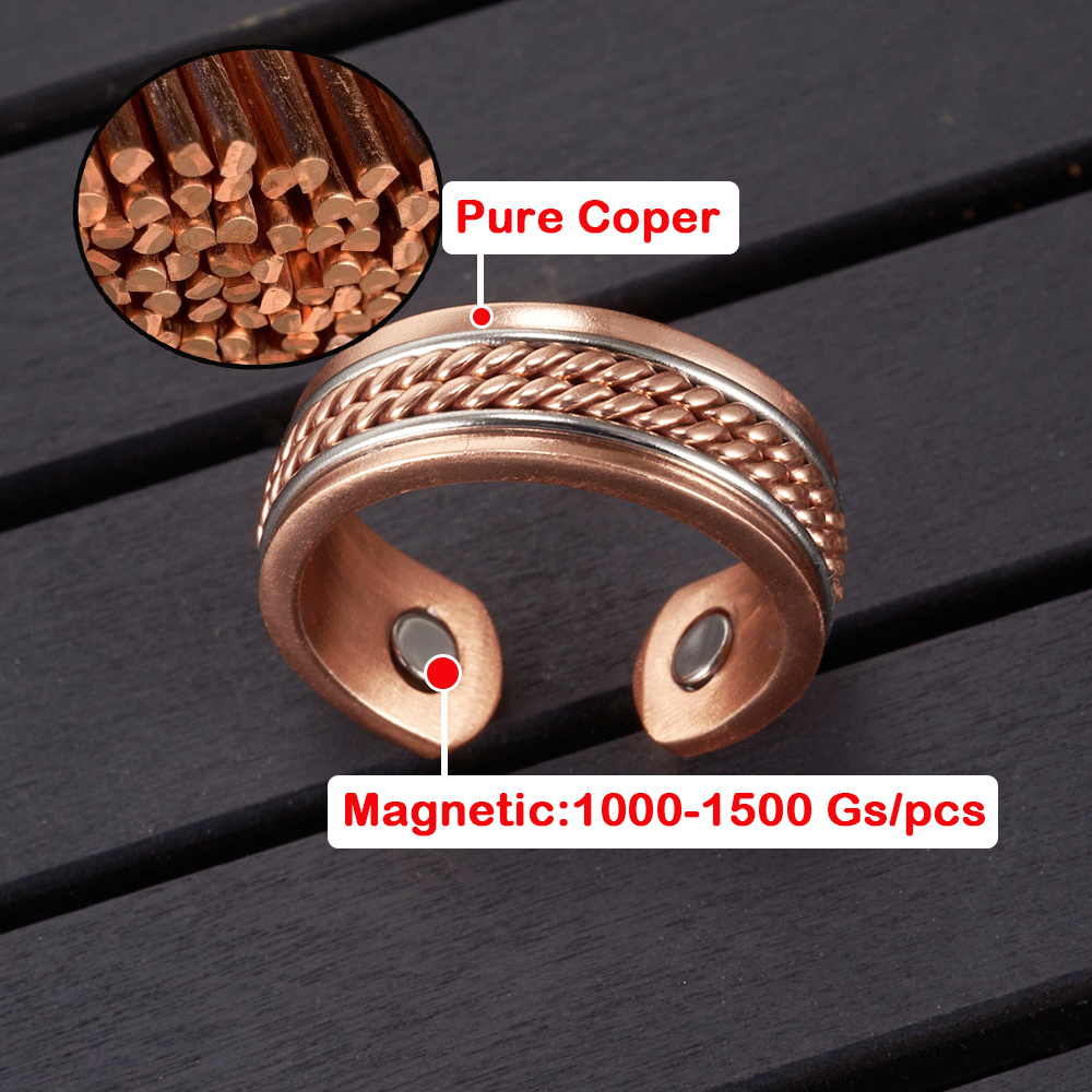 Vinterly Reines Kupfer Magnetische Ringe Frauen Männer verdrehte Gesundheit Energie Finger Offene Manschette Einstellbare Schmuck Hohe Magnet Größenverstellbar