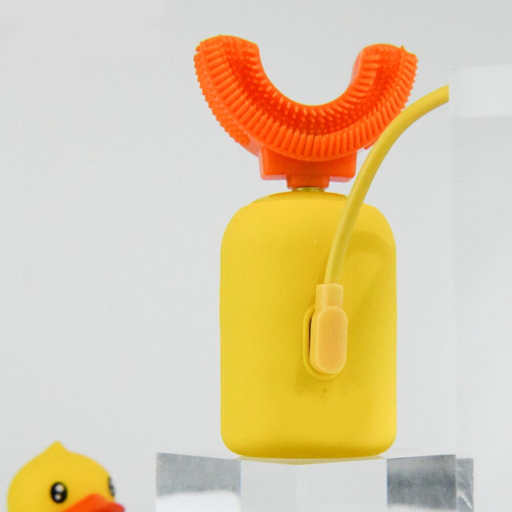 Neue Heiße freundlicher Elektrische Zahnbürste Nette Gelbe Ente U-förmigen Karikatur aufbringen Zähne für freundlicher mit Weichen Ersatz Kopf