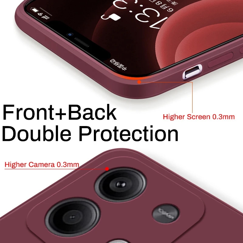 Custodia redmi note 13 pro 4g in silicone liquido morbido tpu quadrato per xiaomi redmi note 13, note 13 pro plus, note 13 pro 4g.