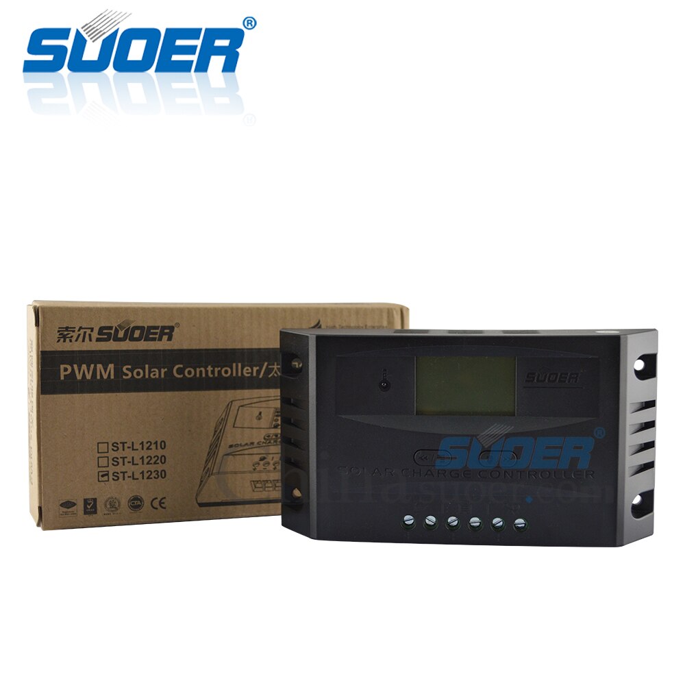 Suoer【PWM Lading Controller】 12V 24V 30A Intelligente Handleiding PWM Solar Laadregelaar Solar Panel System Controller (ST-L1230)