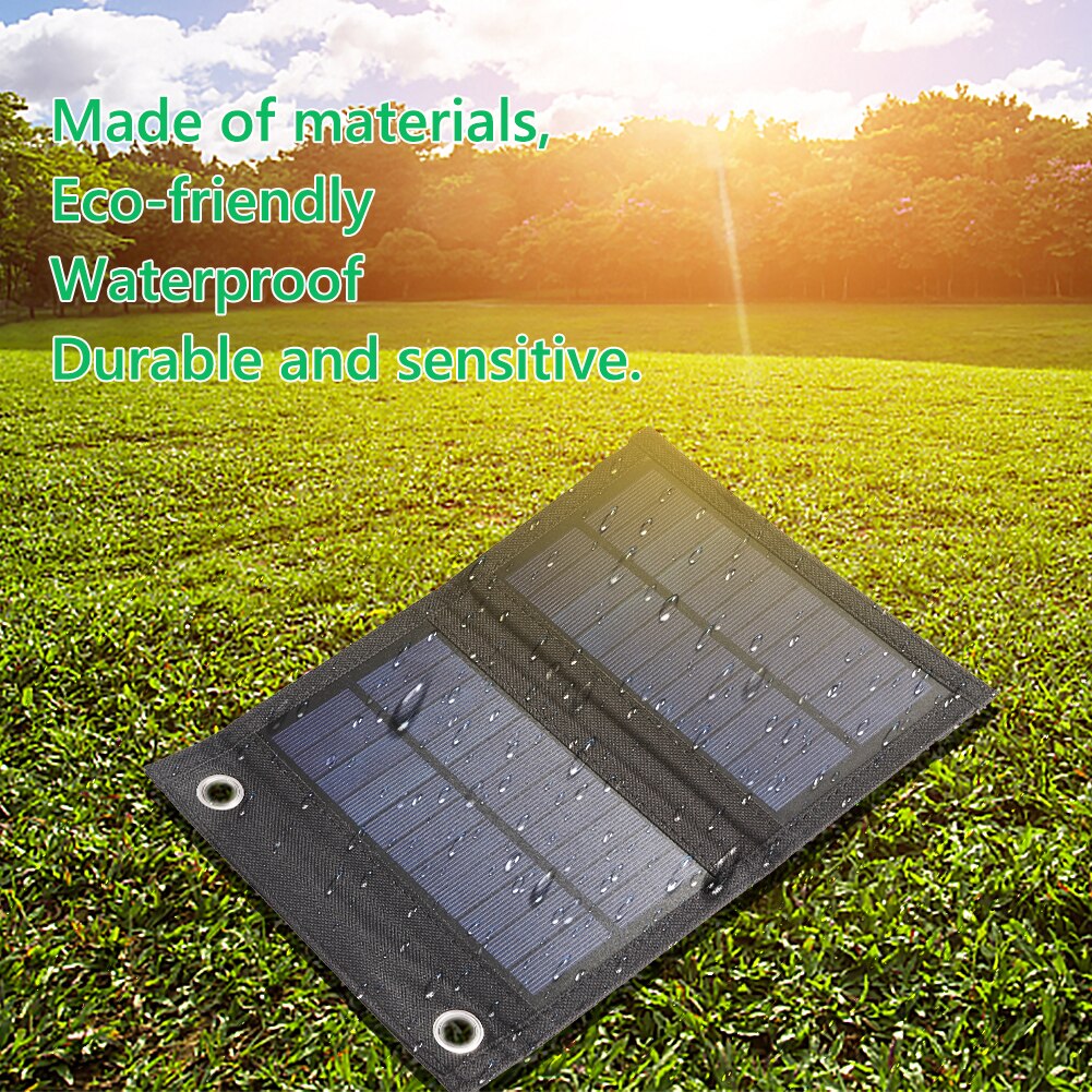 Waterproof Folding 6W Power Bank Charger Solar Cells Battery Pack 5V USB Portable Solar Panels for Mobile Phone with Carabiner
