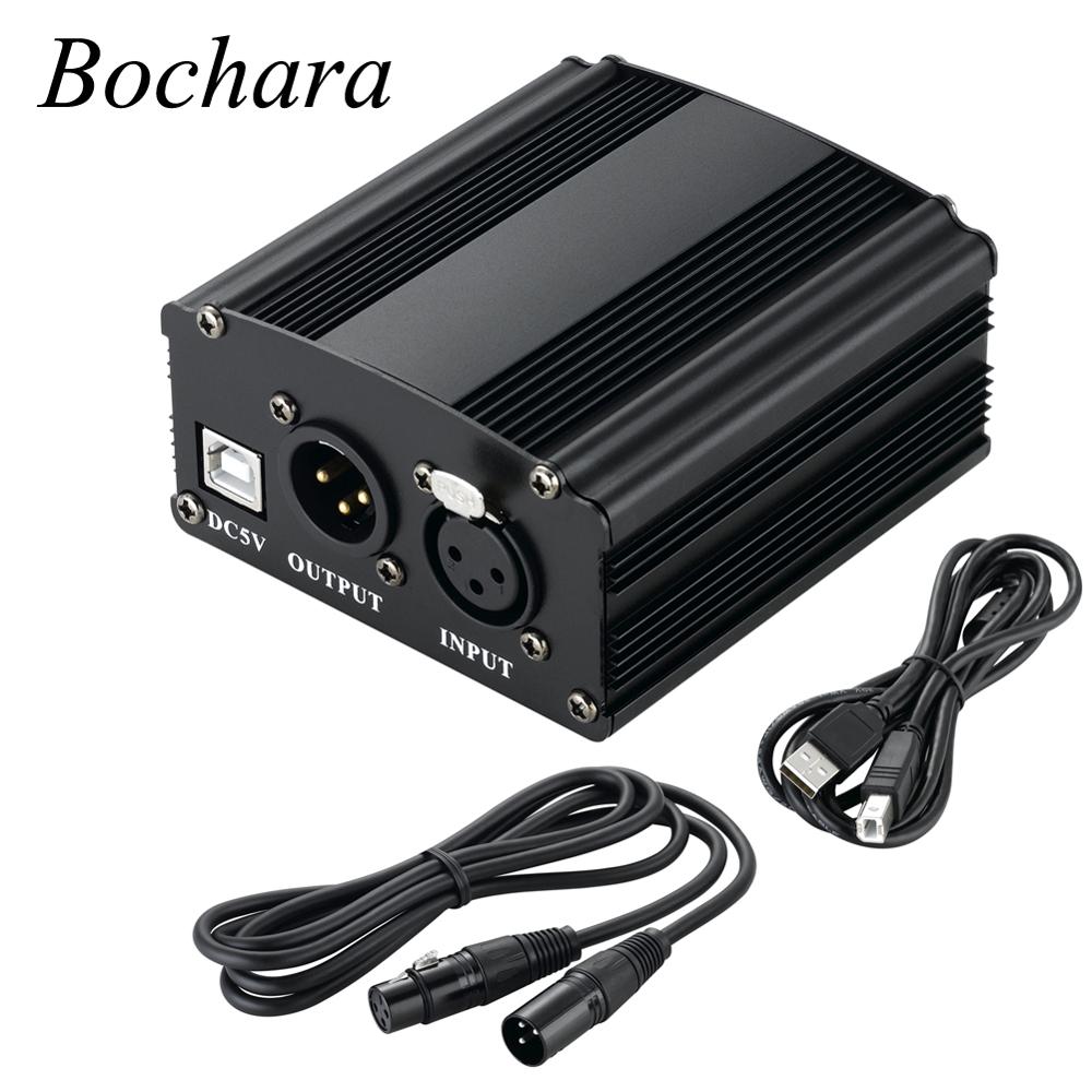 Bochara 48V Phantom Energie liefern mit USB Kabel+XLR 3Stift XLR männlich zu weiblich Kabel Pro Kondensator Mikrofon Musik Ausrüstung