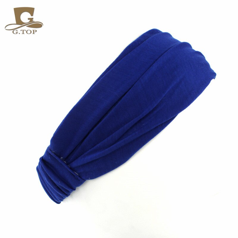 Diadema de algodón para mujer, turbante, bandas elásticas para el cabello de Color sólido, diadema para Yoga, diadema para el cabello de maquillaje, Bandana 2 en 1, accesorios para el cabello: royal blue