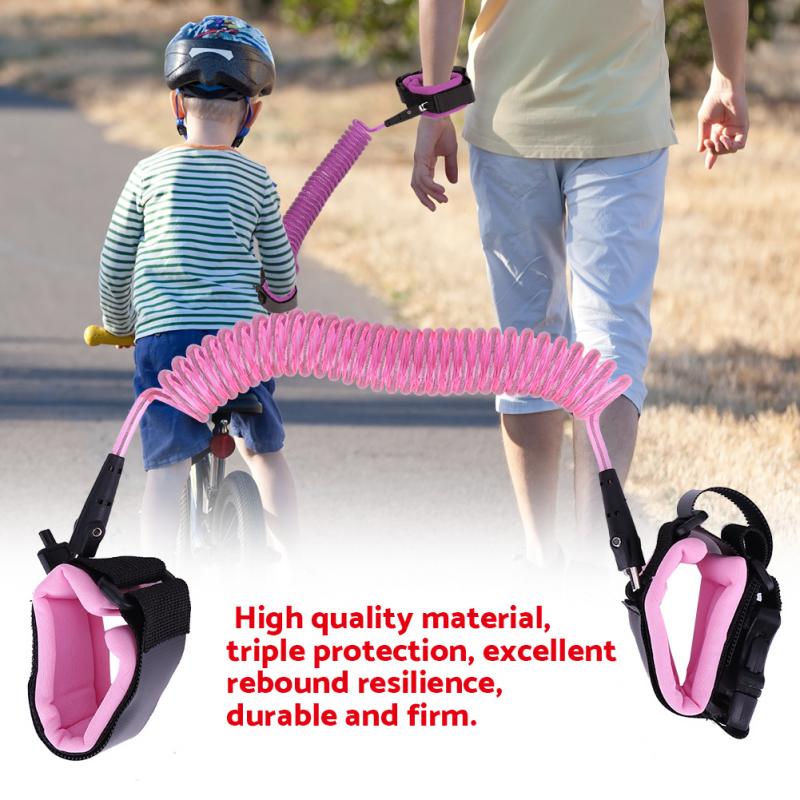 2.5m baby barn rollator anti förlorad handled koppel med säkerhetsnyckel lås barn småbarn sele armband assistent hand bälte vingar: Rosa