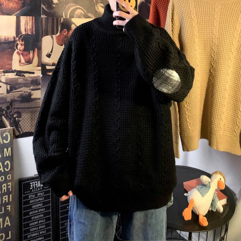 Vinter turtleneck genser herre varm casual strikket genser herre vill løs koreanske strikkegensere herreklær m -2xl