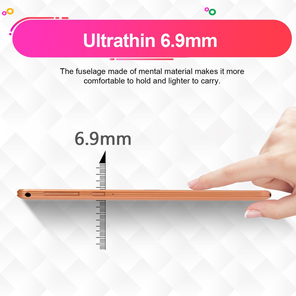 KT107 Plastic Tablet 10.1 Inch HD Large Screen Android 8.10 Version Portable Tablet 1G+16G Gold Tablet Gold EU Plug
