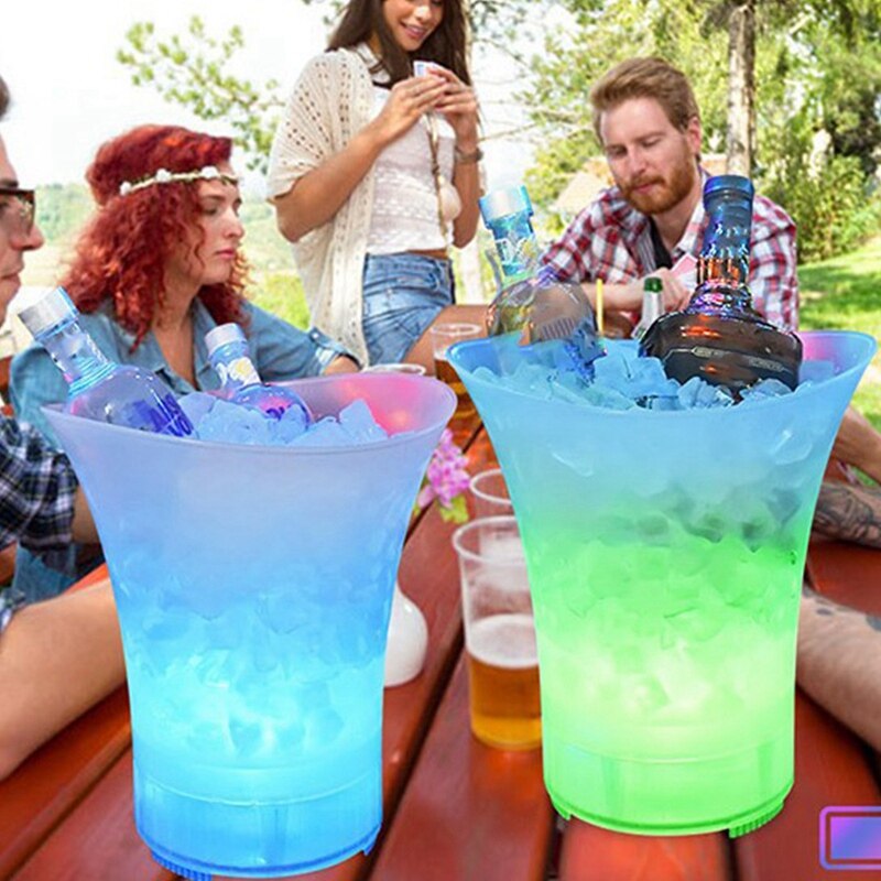 Cubo de hielo con luz LED y Altavoz Bluetooth, gran capacidad, champán/recipientes para bebida para , casa, Bar,5L