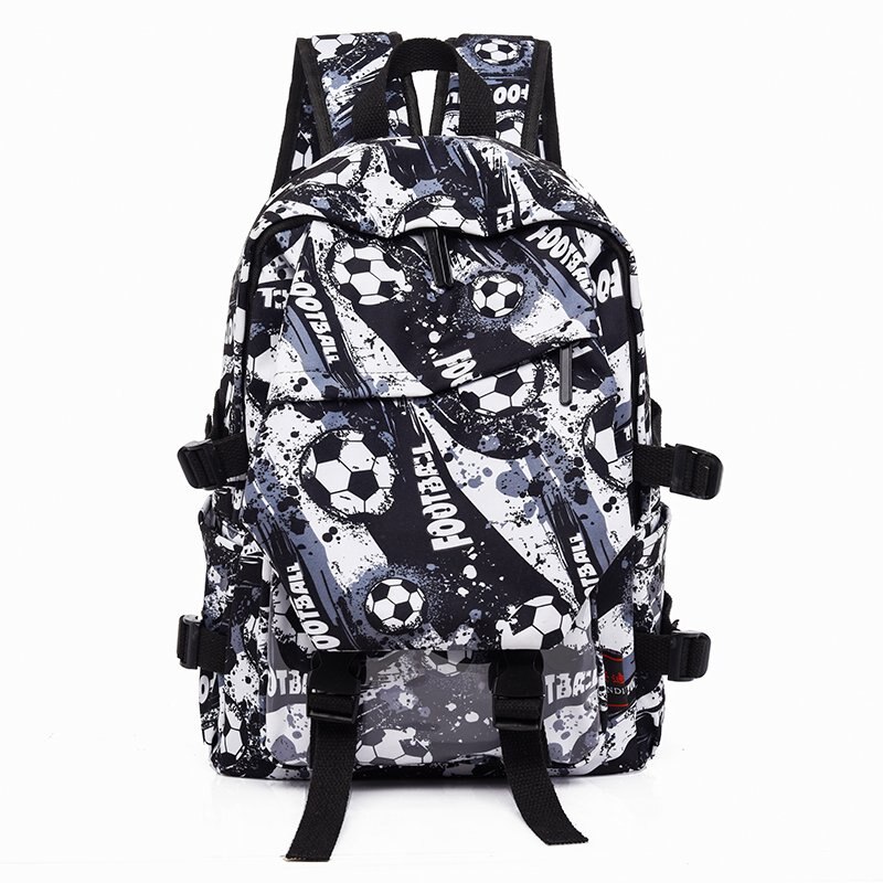 Impressão de futebol oxford mochilas para homens adolescentes meninos grande espaçoso estudante escola saco de viagem portátil mochila livro h47cm: Black / 30X16X47cm