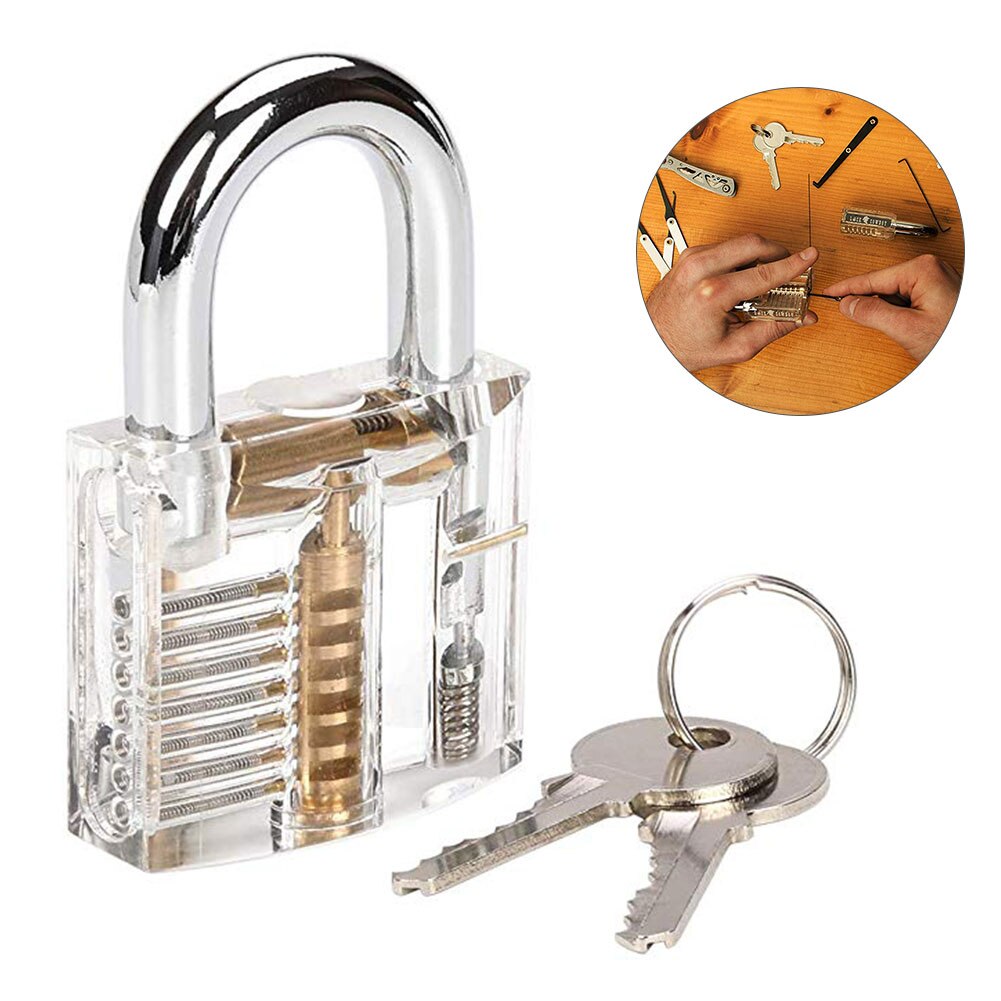 Lock Pick Set with Transparent Training Padlock and Credit Card Lock Picking Tool Kit for Beginner and Pro Locksmiths