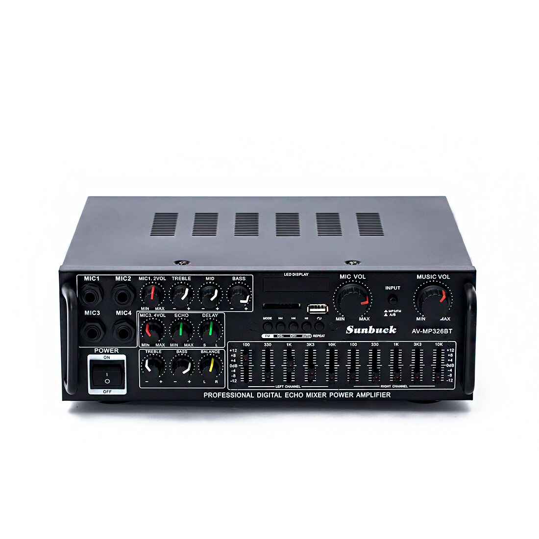 Sunbuck karaoke Sound amplifier 2.1 Channel 200W*2 High Power FM USB MP3 10 Segment Audio equalizer Car Bluetooth amplifier