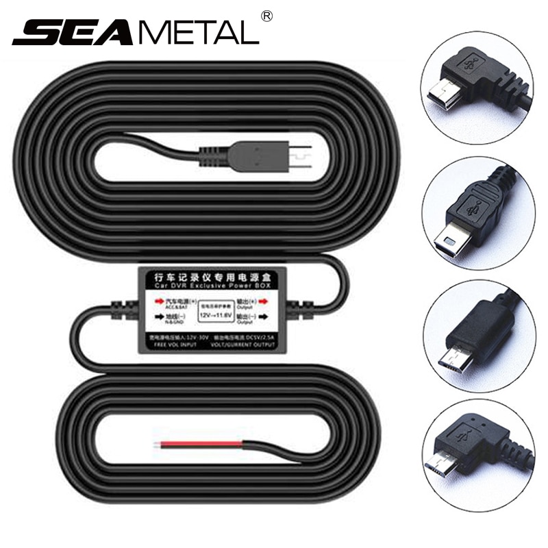 12V zu 5V Bindestrich Nocken Kabel Bock Linie 3,2 Meter Energie Kabel für 24H Parkplatz Monitor Mini-USB/Mikro-USB DVR Ladegerät Ladung Linie
