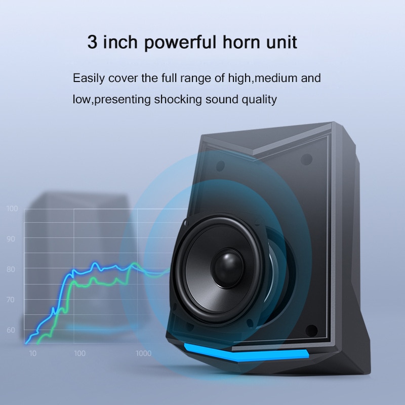 USB Computer Speakers 6W Bass Reinforcement PC Speaker for Laptop Desktop 64mm Horn AUX Audio Loudspeaker