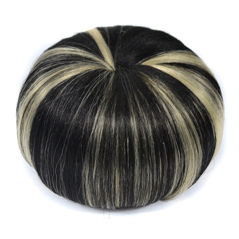 Billig 1b/613#  mix färg rakt syntetiskt hår chignon, chignon hårbitar bulle clip in hair extensions