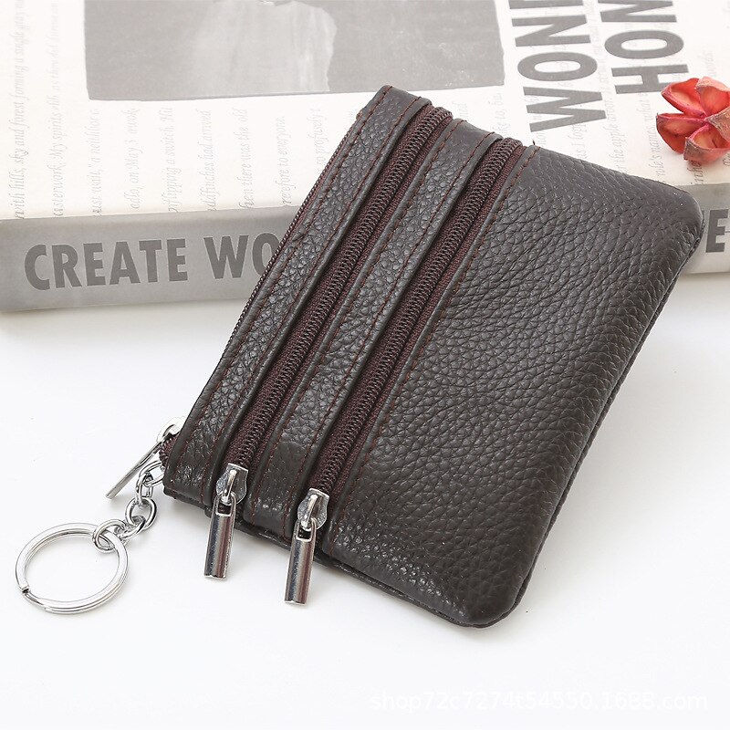 MINI lady petits rabats femmes de luxe sacs à main offre spéciale clé rétro-style fermeture éclair femme chaîne pièces poches: Brown