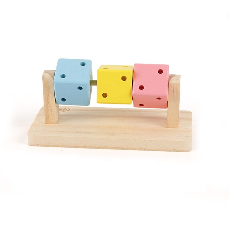Juguetes para masticar para mascotas pequeñas, plataforma de madera con bloques de madera de colores para Conejo, hámster, Gerbil, Degu, jaula de conejo, accesorios