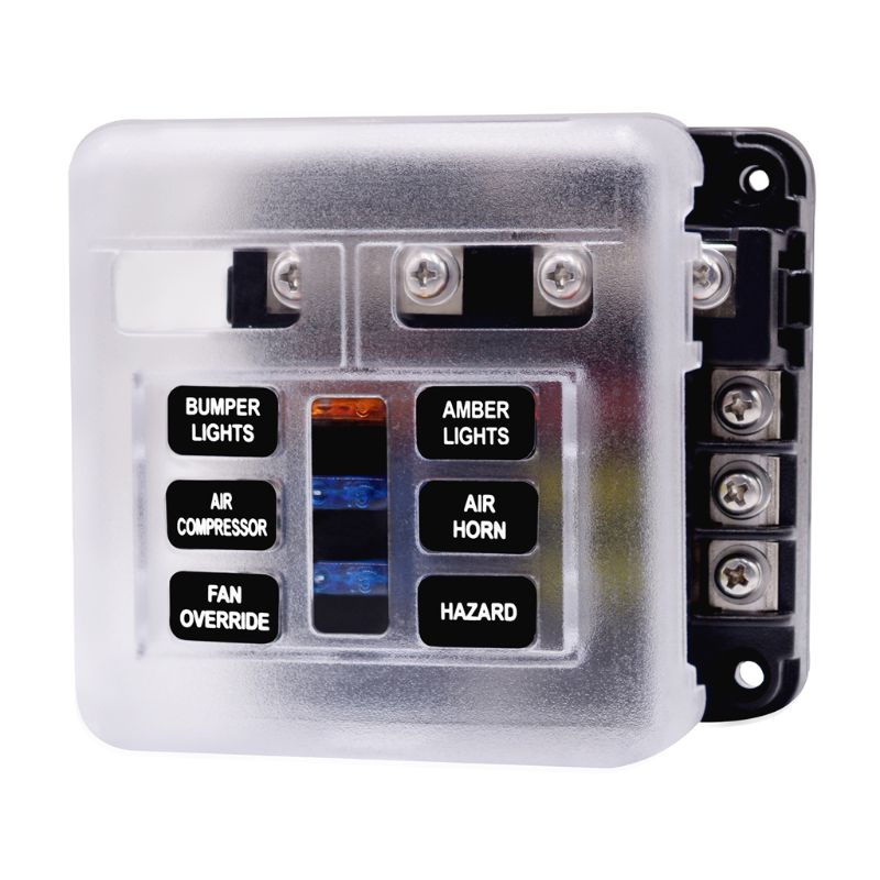 Zekeringkast Met Indicator Led Light & Bescherming Cover Circuit Blok Panel 6 Manier